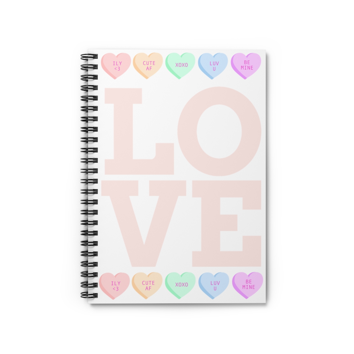 Conversation Heart Border LOVE Spiral Ruled Journal