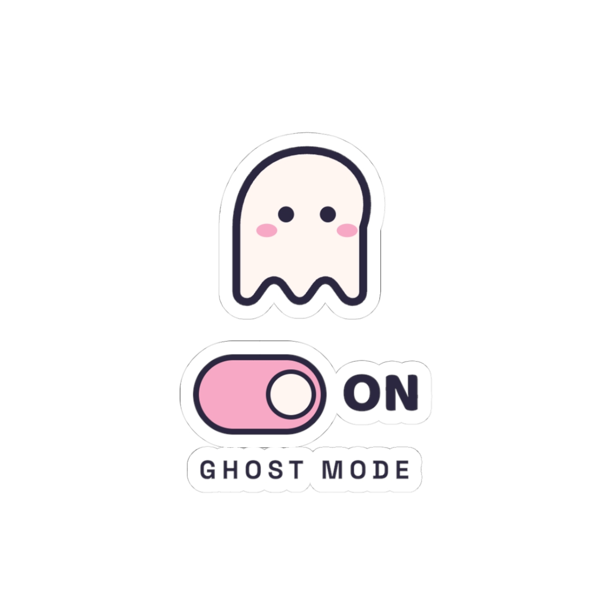 Cute Ghost Mode ON Kiss-Cut Sticker