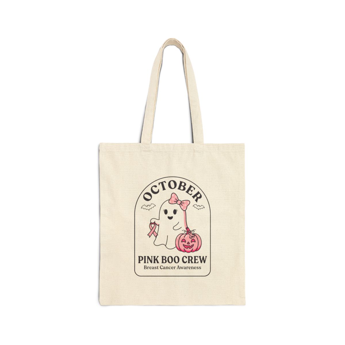 October Pink Boo Crew Canvas Tote Bag